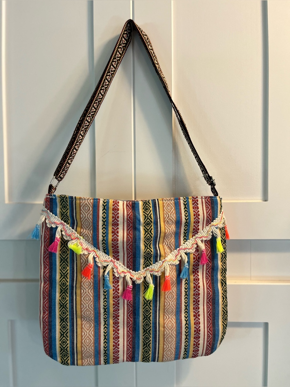 Boho Multi-Color Tassel Crossbody Bag